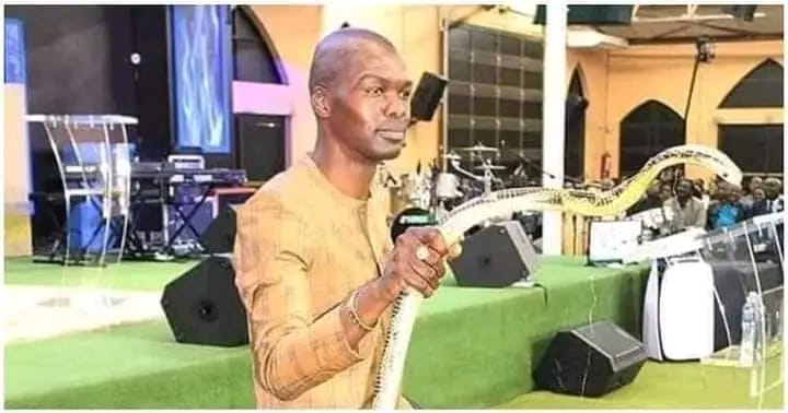 Prophet Lesego conducts snake miracles service for members with live snake