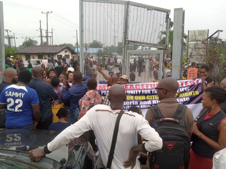 Rivers Crisis: Passengers Stranded As Women Block Airport Entrance In Portharcourt
